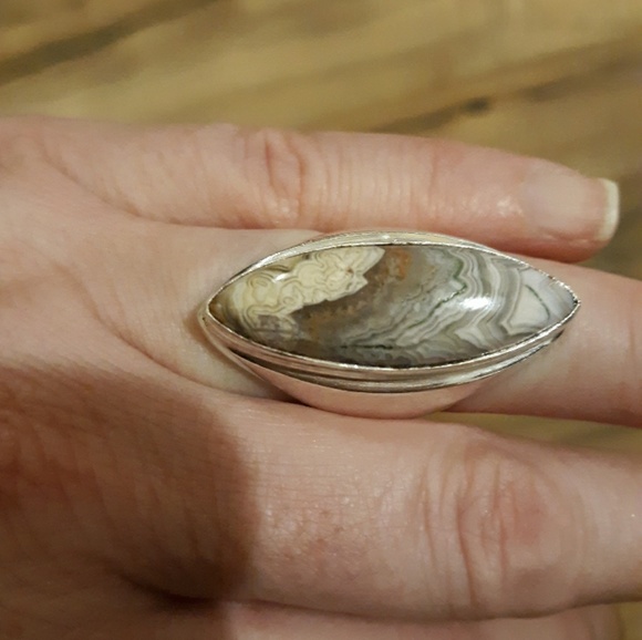 New Men's Crazy Lace Agate 925 Silver Ring. - Picture 6 of 8